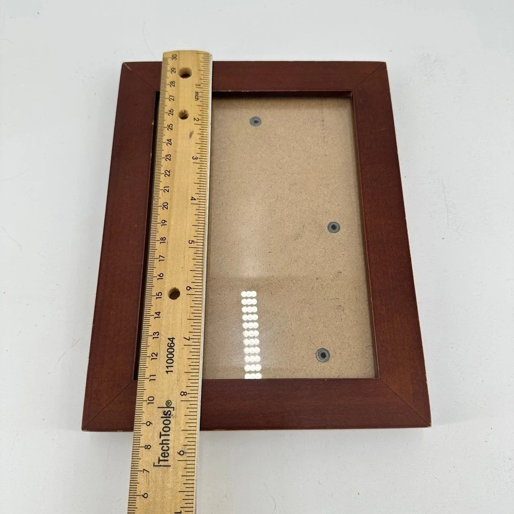 Cherry Wood 5x7 Picture Frame Beveled Edge Tabletop Wall Mount Red Brown